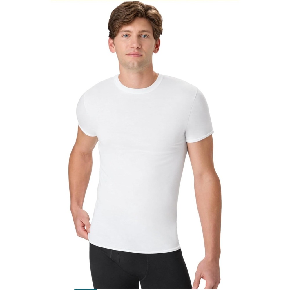 2 Brand New Hanes Men's Tagless Crew T-Shirts White Size Medium